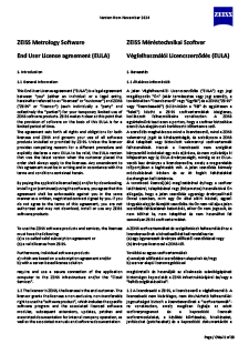 ZEISS Méréstechnikai Szoftver Végfelhasználói Licencszerződés (EULA) HU  előnézeti képe