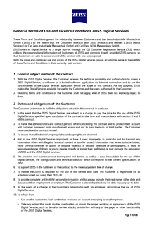 General Terms of Use and Licence Conditions ZEISS Digital Services előnézeti képe