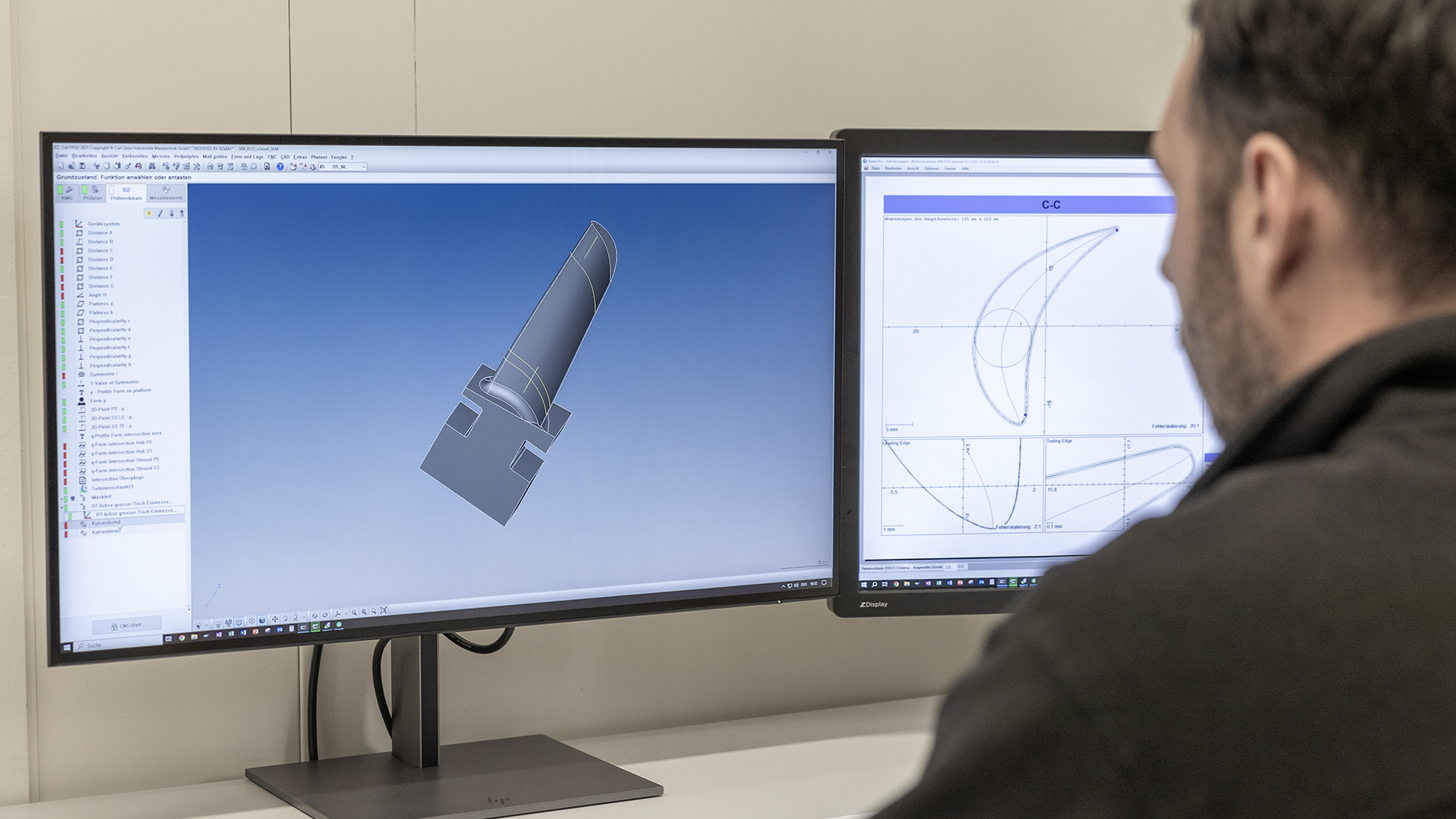 A ZEISS CALYPSO szoftver és a Blade Inspect elemző és vizsgálószoftver gyorsan értelmezi és elemzi a rotorlapátok, terelőlapátok és lapátos tárcsák mérési adatait.