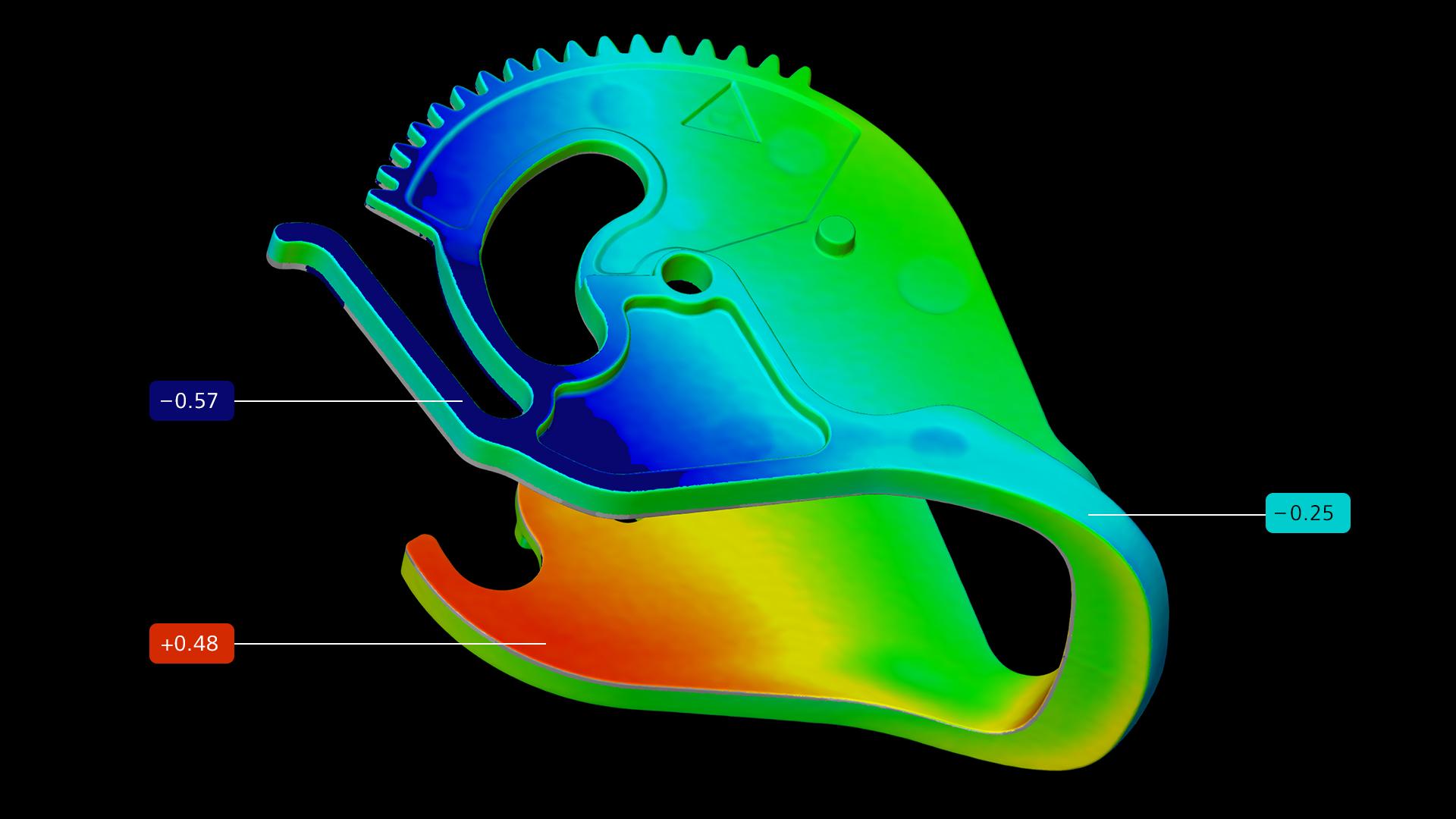 Névleges-tényleges összehasonlítás a ZEISS INSPECT X-Ray szoftverben