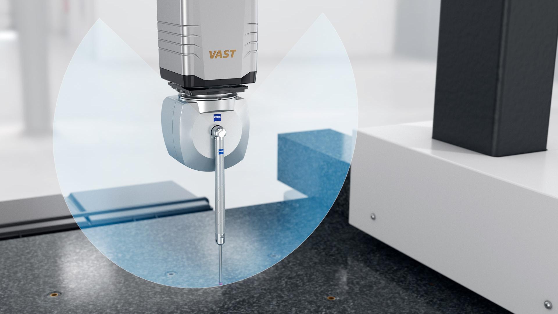 A ZEISS VAST gold mérőfejjel történő kombinációnak köszönhetően az állítható tapintó stabilitása rendkívüli pontosságot biztosít.