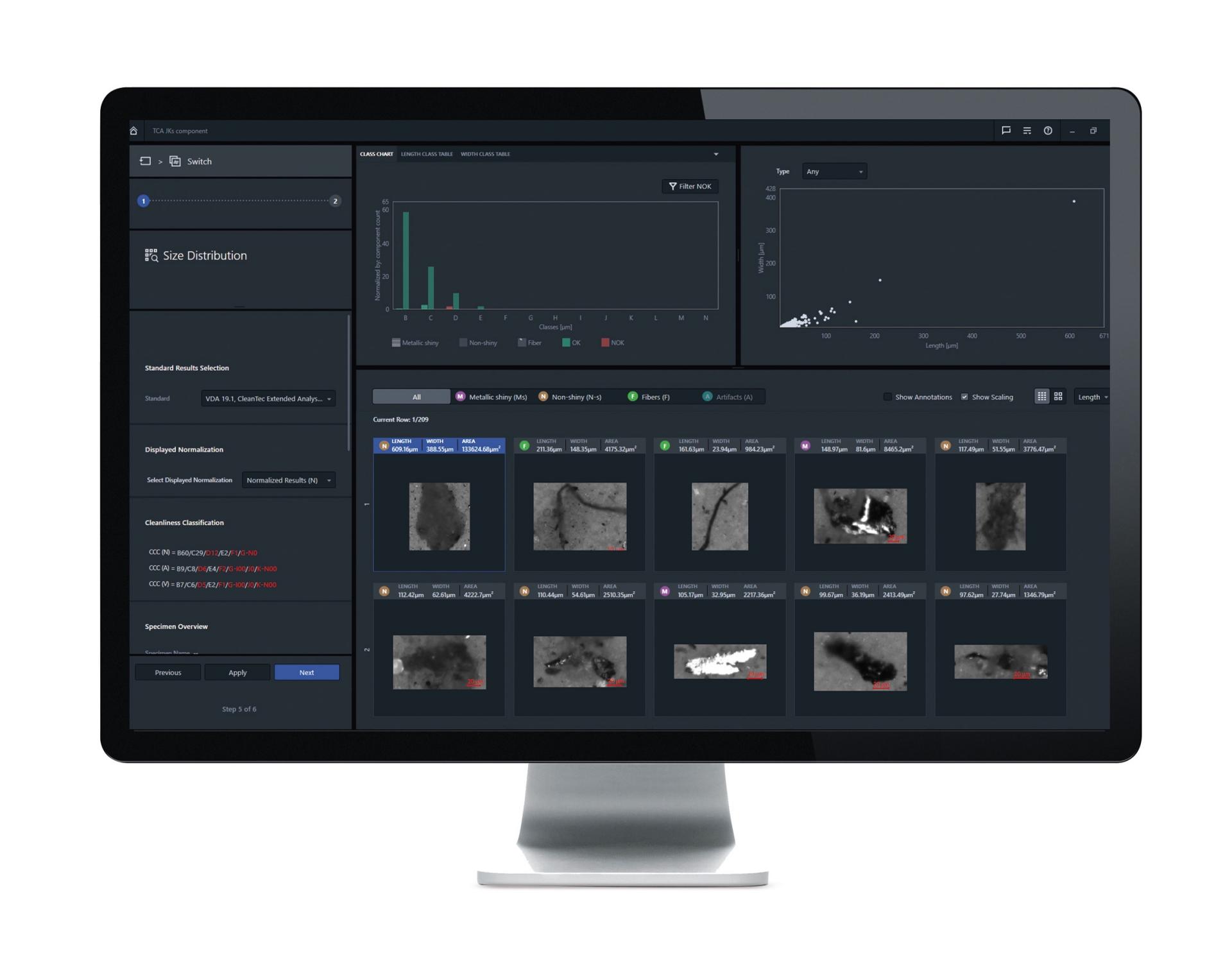 kiértékelés ZEISS ZEN core műszaki tisztaságvizsgálattal