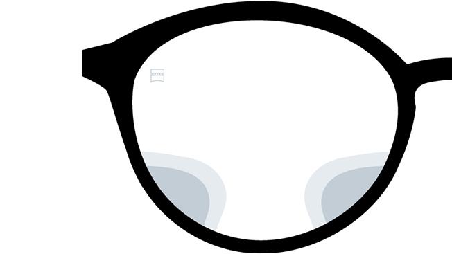 A ZEISS Digital SmartLife szemüveglencsét bemutató ábra. A képen a lencsén keresztül elénk táruló látvány látható. 