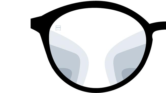 A ZEISS SmartLife Progressive Pure szemüveglencsét bemutató ábra. A képen a lencsén keresztül elénk táruló látvány látható.