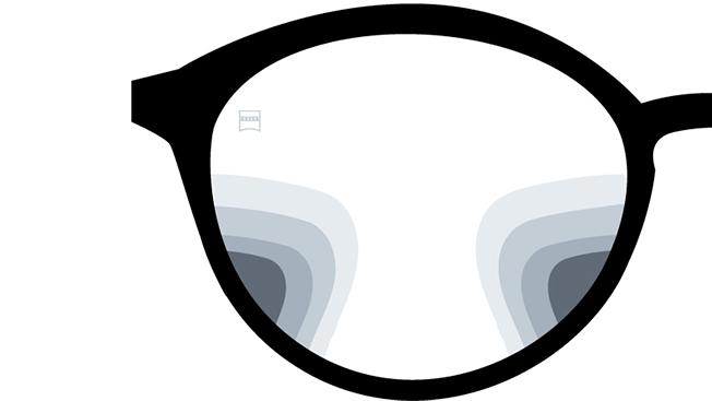 A ZEISS SmartLife Progressive Pure szemüveglencsét bemutató ábra. A képen a lencsén keresztül elénk táruló látvány látható.
