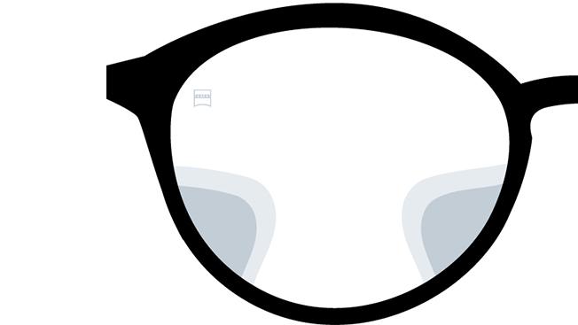 A ZEISS SmartLife Progressive Superb szemüveglencsét bemutató ábra. A képen a lencsén keresztül elénk táruló látvány látható.