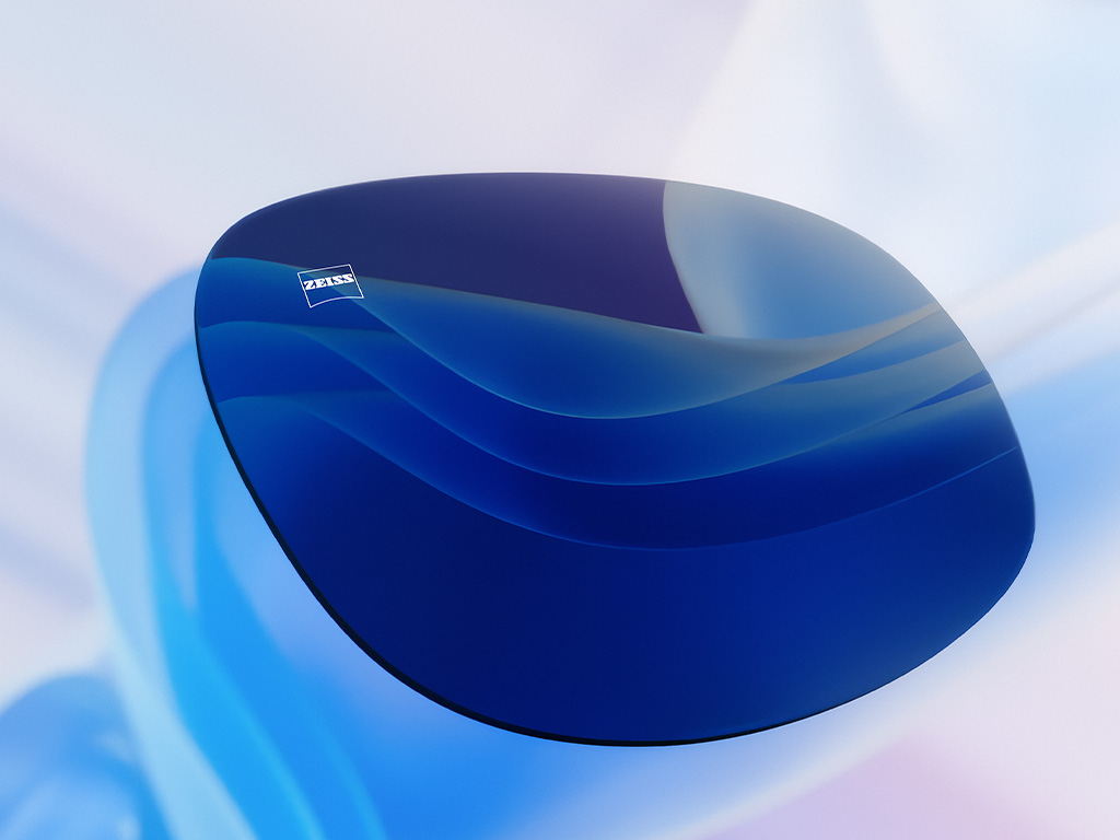 Színezett lencsék 3D CGI illusztrációja, amely példaként tiszta látást és széles kontrasztot mutat be.