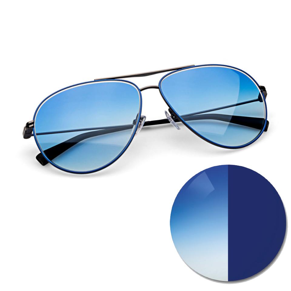 ZEISS AdaptiveSun színátmenetes kék szemüveg, valamint világos és sötét színárnyalatú színkör