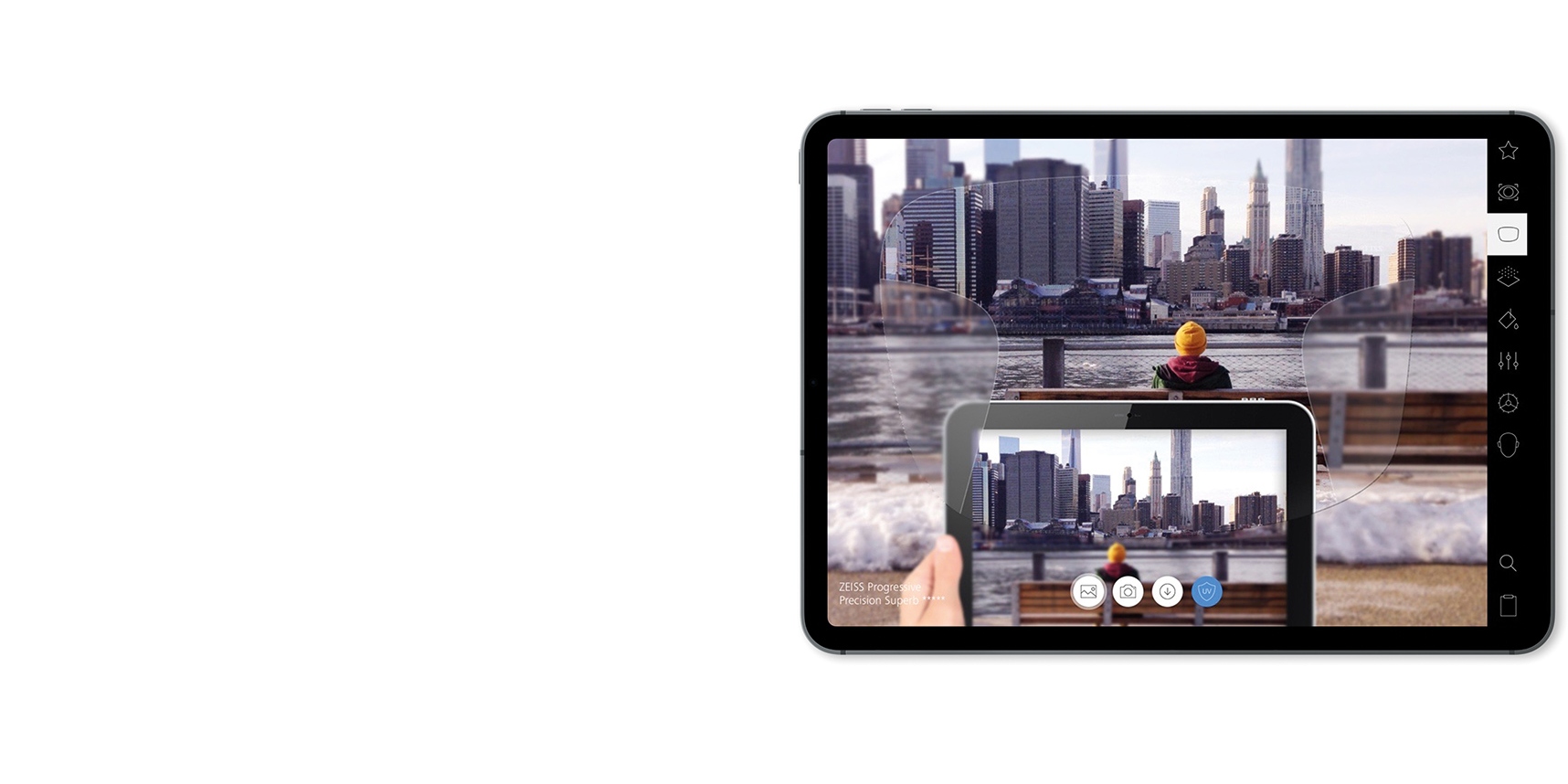 ZEISS lencsék bemutatása iPad-en az AR (kiterjesztett valóság) segítségével.