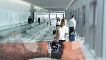 A ZEISS SmartLife Digital szemüveglencsét bemutató ábra. A képen a lencsén keresztül elénk táruló látvány látható. 