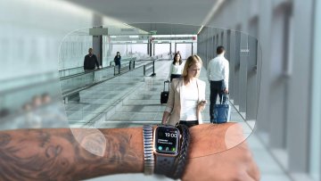 A ZEISS SmartLife Digital Individual szemüveglencsét bemutató ábra. A képen a lencsén keresztül elénk táruló látvány látható. 